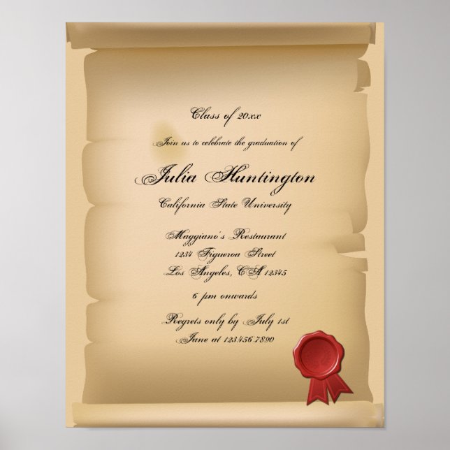 Poster Invitation de la partie de graduation manuscrite e (Devant)