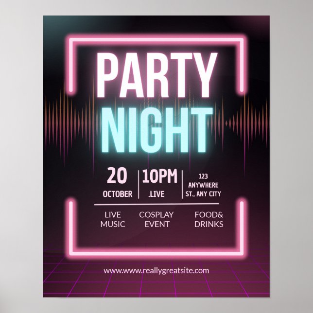 Poster Invitation du Music Party, Circulaire nocturne de  (Devant)