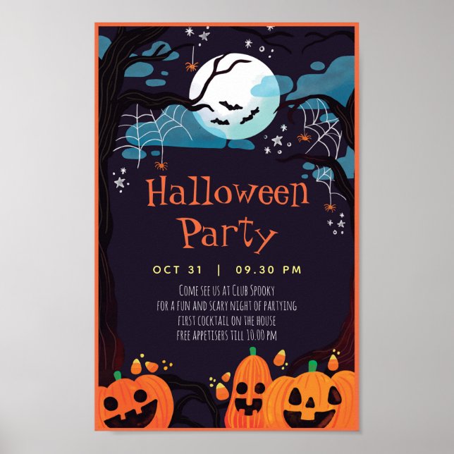 Poster Invitation personnalisée de la fête d'Halloween (Devant)