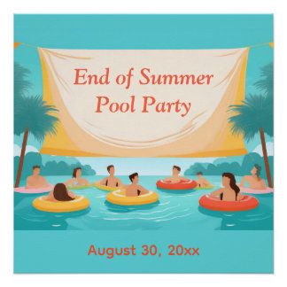 Poster Invitation personnalisée pour une fête de piscine 