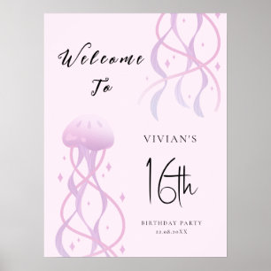 Poster Invitation pour une fête de Sweet Sixteen rose pas