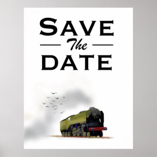 Poster Invitation vintage locomotive Enregistrez la date