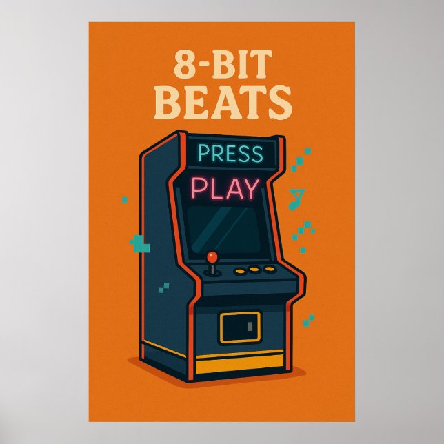 Poster Invite 23, Beats 8 bits, Vintage (Devant)