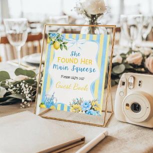 Poster Invité à la fête prénuptiale Floral Blue Lemon Mai