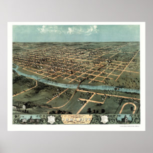 Poster Iowa City, carte panoramique d'IA - 1868