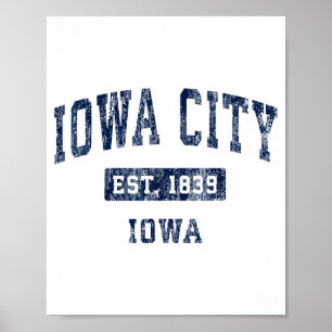 Poster Iowa City Iowa Ia Vintage Établie Conception Sport