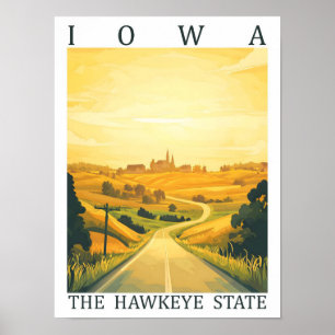 Poster Iowa the Hawkeye State USA Travel Place
