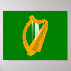 Poster ireland green harp flag irish