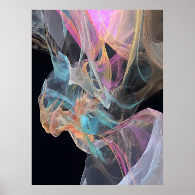 Poster Iridescent Thread Vortex Teal Magenta Glow (Devant)