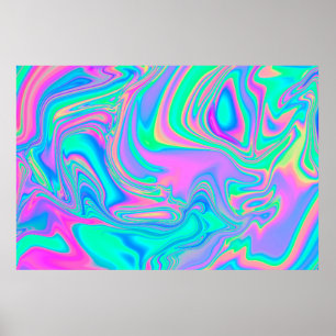Poster Iridescente marbrée texture holographique en dyna