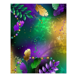 Poster Iridescente mardi gras arrière - plan avec perles