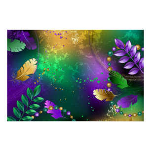 Poster Iridescente mardi gras arrière - plan avec perles