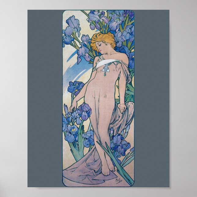 Poster Iris (Quatre Fleurs), Alphonse Mucha (Devant)