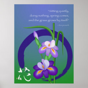 Poster Iris with Enso circle and Zen wisdom