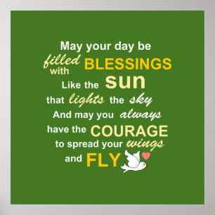 Poster Irish Blessing for Courage - Typographie en vert