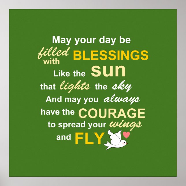 Poster Irish Blessing for Courage - Typographie en vert (Devant)