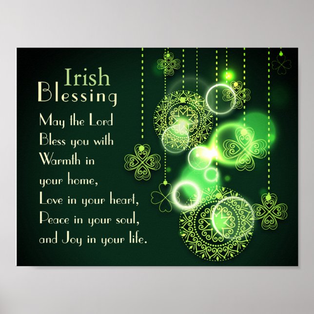 Poster Irish Blessing Love in your heart, Design Shamrock (Devant)