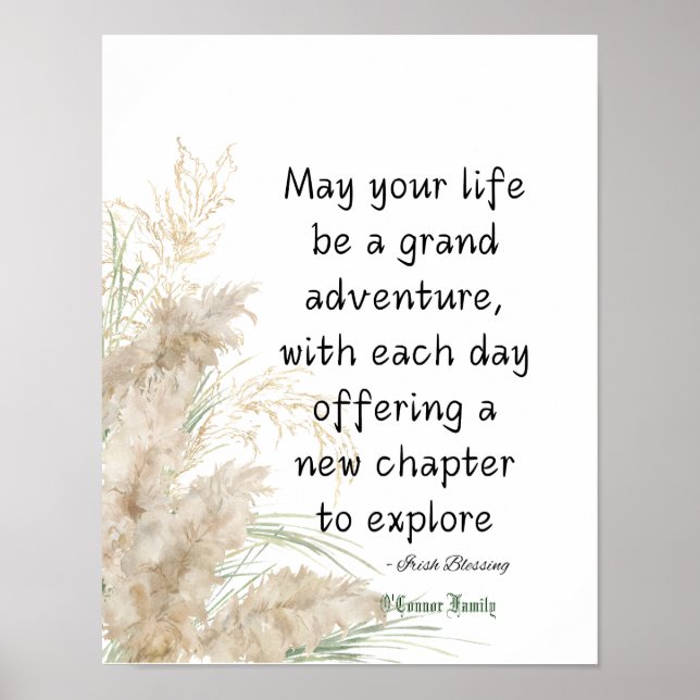 Poster Irish Blessing May Your Life Be a Grand Adventure (Devant)
