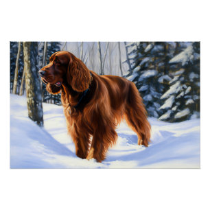 Poster Irish Setter Let It Neige Christmas
