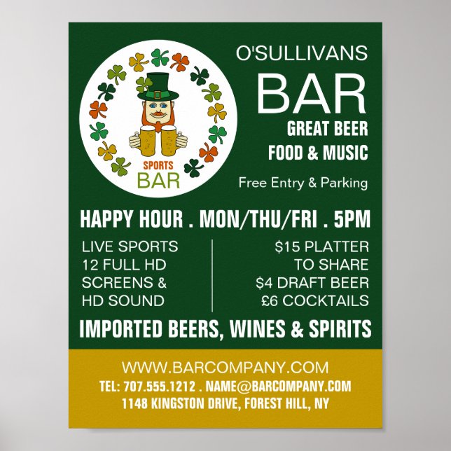 Poster Irish Sports Bar, Pub/Brasserie Publicité (Devant)