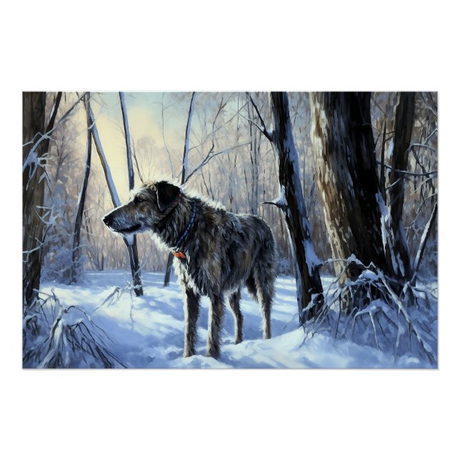 Poster Irish Wolfhop Laisser neiger Noël (Devant)