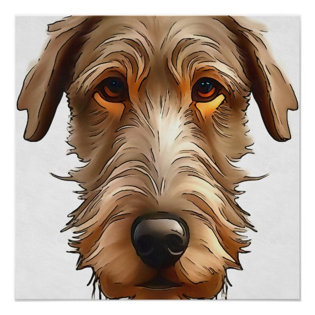 Poster Irish Wolfhound Portrait pour animaux de compagnie (Devant)