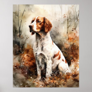 Poster Irlandais Rouge et blanc Setter Chien Art Imprimer