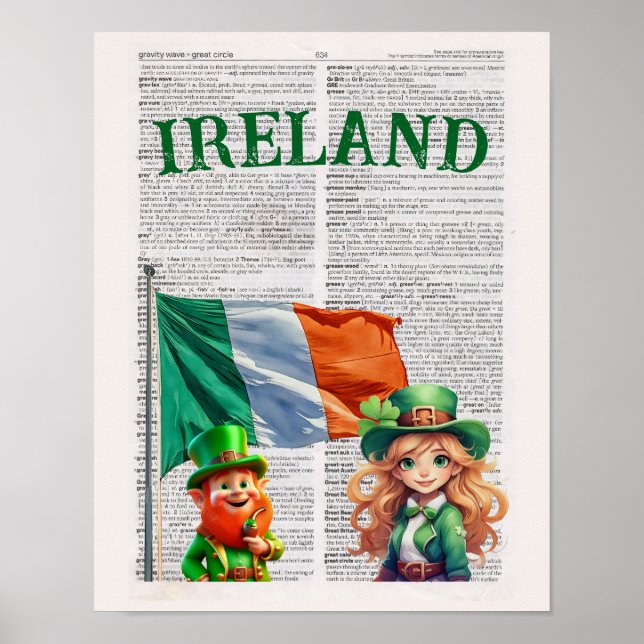Poster IRLANDE — Art de la page du dictionnaire (Devant)