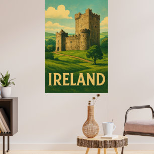 Poster Irlande Château Voyage – Style Vintage Irlandais
