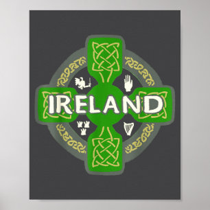 Poster Irlande St Patrick Jour Croix Celtique Verte