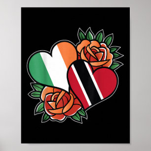 Poster Irlande Trinité-Et-Tobago Drapeau Coeur moitié irl