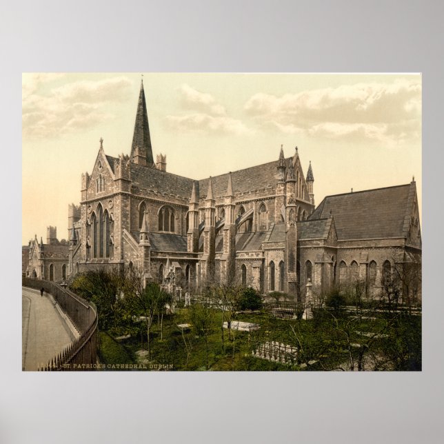 Poster Irlande vintage, Cathédrale Saint Patrick Dublin (Devant)
