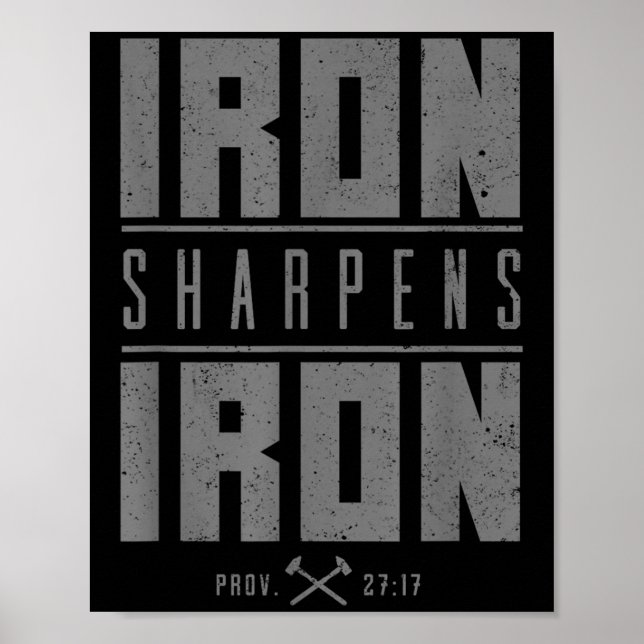 Poster Iron Sharpens Fer Christian Hommes Bible Écriture  (Devant)