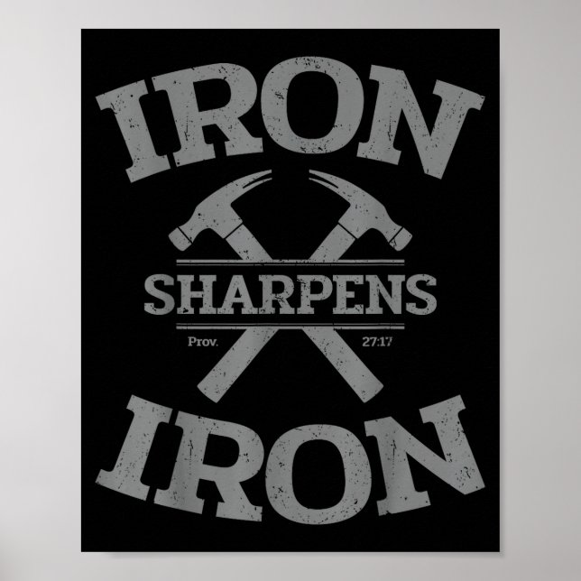 Poster Iron Sharpens Iron Proverbs 27_17 Gym Workout Men  (Devant)