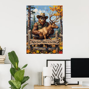Poster Ironie automnale : Observation des bois de Bigfoot