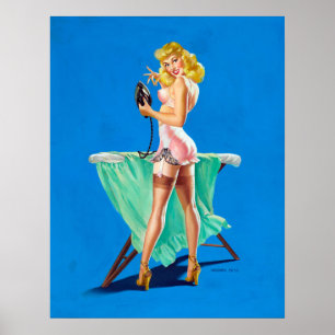 Poster Ironing Girl Pin Up