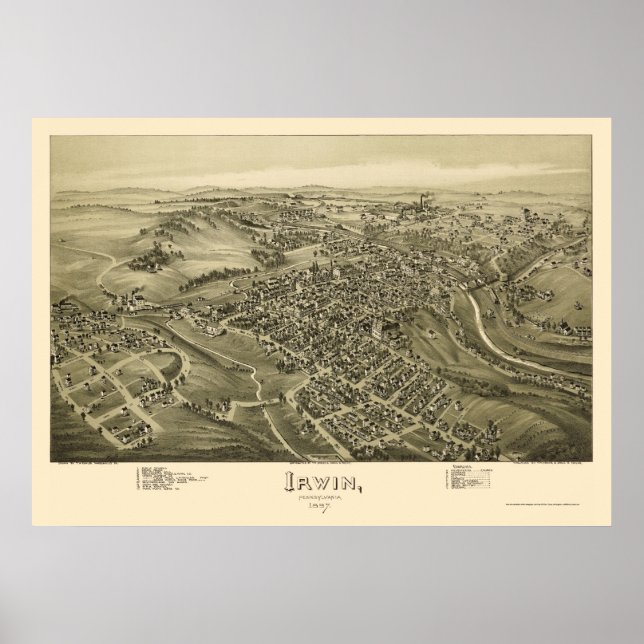 Poster Irwin, PA Carte panoramique - 1897 (Devant)