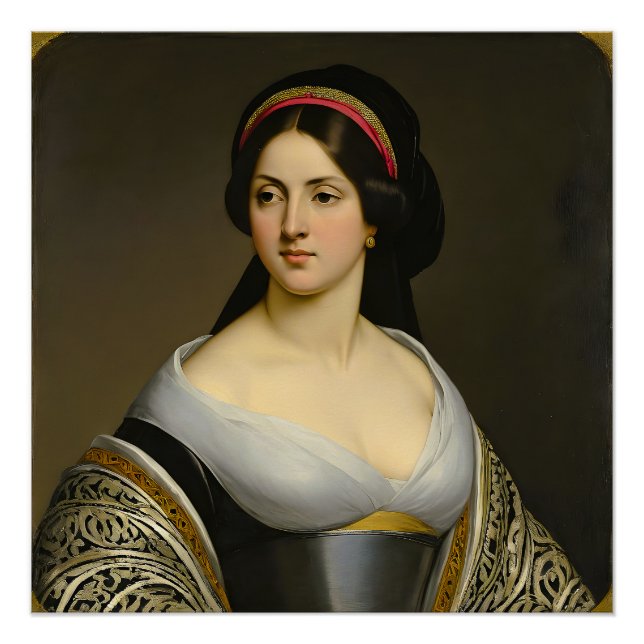 Poster Isabella Marie Rousseau Portrait de femme aux beau (Devant)