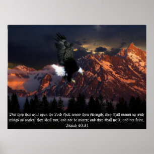 Poster Isaih 40:31 Écriture Portrait d'aigle
