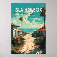 Isla Holbox Mexique Voyage Art Rétro