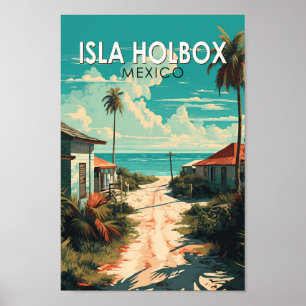 Poster Isla Holbox Mexique Voyage Art Rétro