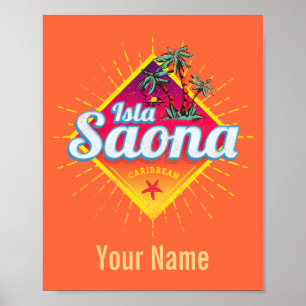 Poster Isla Saona Caraïbes République dominicaine Retro