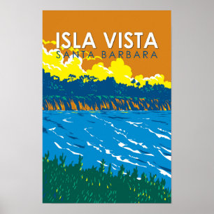 Poster Isla Vista California Travel Art Vintage