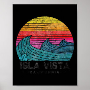 Poster Isla Vista Surfing Waves Beach Retro California Su