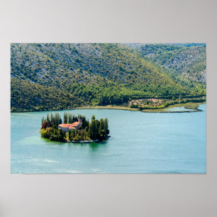 Poster Island of Visovac monastery in Krka NP - Croatia