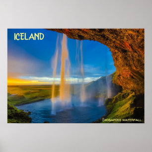 Poster Islande - Cascade de Skogafoss