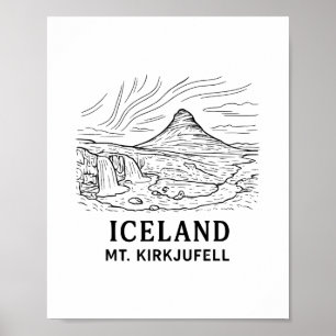 Poster Islande Mt Kirkjufell Randonnée Aurore Boréale Sou