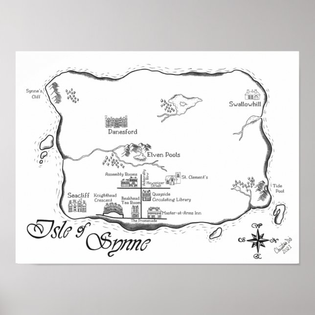 Poster Isle of Synne - Carte des lignes (Devant)