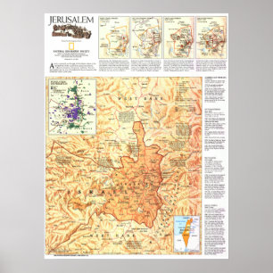 Poster " Israël : 1996 Jérusalem Histoire MAP ...