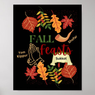 Poster Israel Fêtes de l'automne Israël Shofar Sukkot Yom